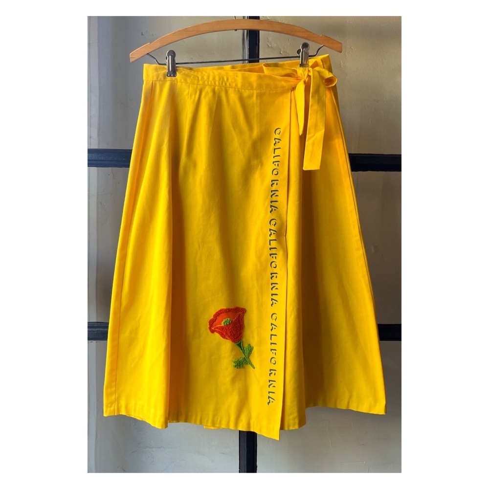 Rare VTG  70’s California Poppy Flower Wrap Skirt
